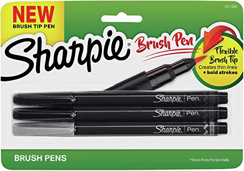 Sharpie Pen, Brush Tip, Assorted Colors, 3 Count