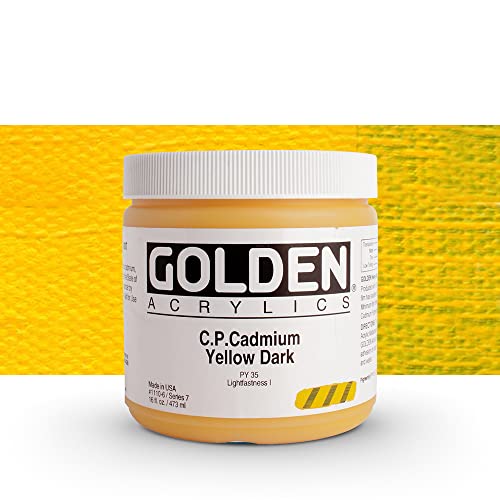 Load image into Gallery viewer, Golden Heavy Body Acrylic - C.P. Cadmium Yellow Dark - 16 oz Jar
