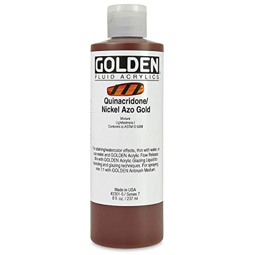 Load image into Gallery viewer, Golden Fluid Acrylics - Quinacridone Nickel Azo Gold - 8 oz Bottle
