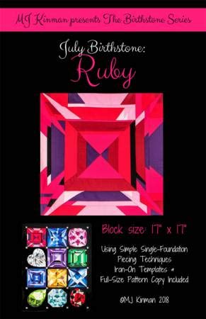 Load image into Gallery viewer, MJ Kinman Quilt Patterns, Birthstone Series - Finished Block Size is 17&quot; x 17&quot; (07 - July/Ruby)
