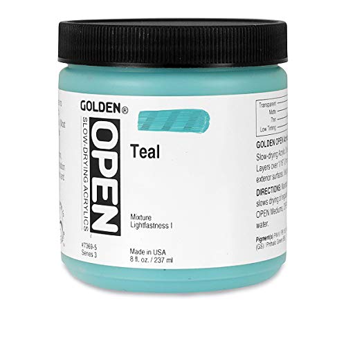 Load image into Gallery viewer, Golden OPEN Acrylic Colors teal 8 oz. jar
