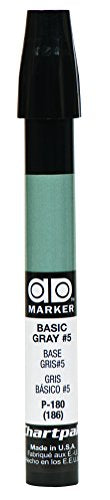 The Original Chartpak AD Marker, Tri-Nib, Basic Gray 5, 1 Each (P180)