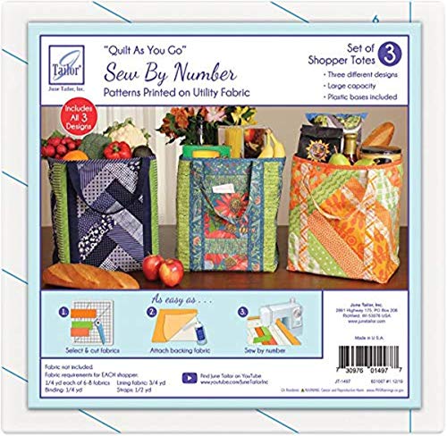 Load image into Gallery viewer, June Tailor Inc Quilt As You Go Shoppers Totes-3pk QAYG Sew/Nbr Utility Shop Tote
