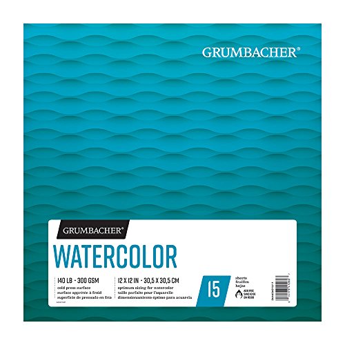 Load image into Gallery viewer, Grumbacher Watercolor Paper Pad, 140 lb. / 300 GSM, 12 x 12 inches, Fold Over Construction, 15 White Cold-Press Sheets/Pad, 1 Each, 26460601611
