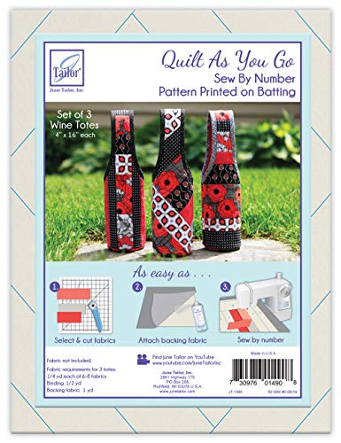 Load image into Gallery viewer, JUNMN Quilt As You Go Wine Totes Sew by Number, White
