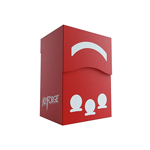 Load image into Gallery viewer, Keyforge Gemini Deck Box | Double-Sleeved Card Storage | Card Game Protector | Holds a Full Keyforge Deck | Self-Locking Flap | Includes Customizable Faction Stickers | Red Color | Made by Gamegenic
