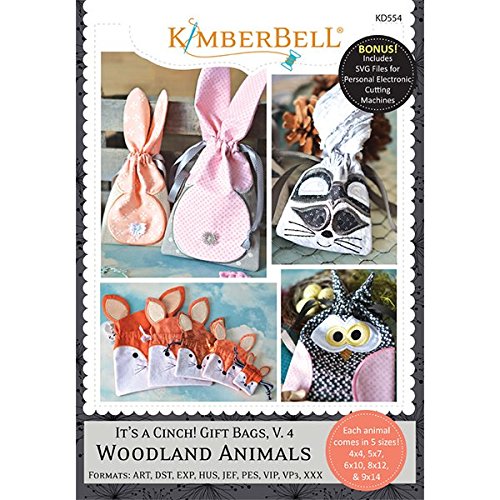 Load image into Gallery viewer, KIMBERBELL Embroidery CD: It&#39;s a Cinch! Gift Bags, Volume 4: Woodland Animals KD554
