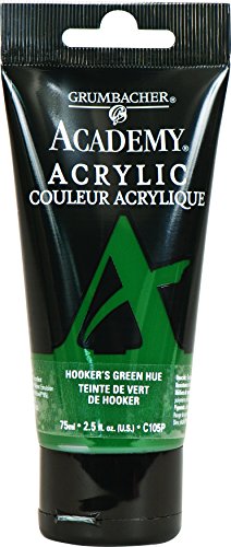 Load image into Gallery viewer, Grumbacher Academy Acrylic Paint, 75ml/2.5 Ounce Plastic Tube, Hooker&#39;s Green Hue (C105P)
