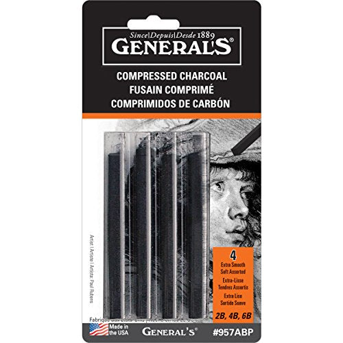 Load image into Gallery viewer, General Pencil Bulk Buy Compressed Charcoal Sticks 4 Pack Assorted Square 957ABP (3-Pack)
