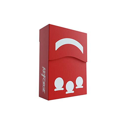 Load image into Gallery viewer, Keyforge Aries Deck Box | Double-Sleeved Card Storage | Card Game Protector | Holds a Full Keyforge Deck | Self-Locking Flap | Includes Customizable Faction Stickers | Red Color | Made by Gamegenic
