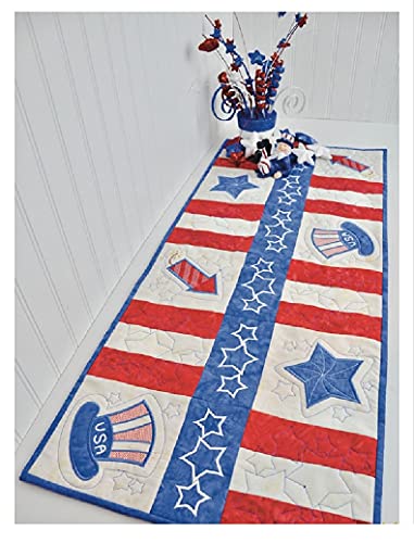 Load image into Gallery viewer, Amelia Scott Designs Stars and Stripes Table Runner for Machine Embroidery
