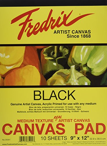 Load image into Gallery viewer, Fredrix 35001 Black Canvas Pad, 10 Sheets, 9 By 12 Inches
