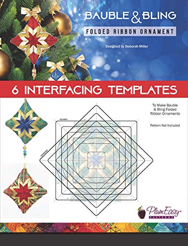 PlumEasy Patterns Bauble & Bling Folded Ribbon Ornament Template 6pk Pattern