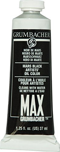 Grumbacher Max Water Miscible Oil Paint, 37ml/1.25 oz, Mars Black