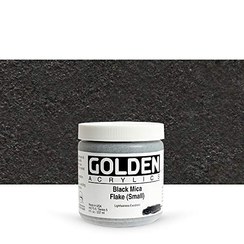 Load image into Gallery viewer, Golden Heavy Body Iridescent Acrylics - Black Mica Flake Small 8oz jar
