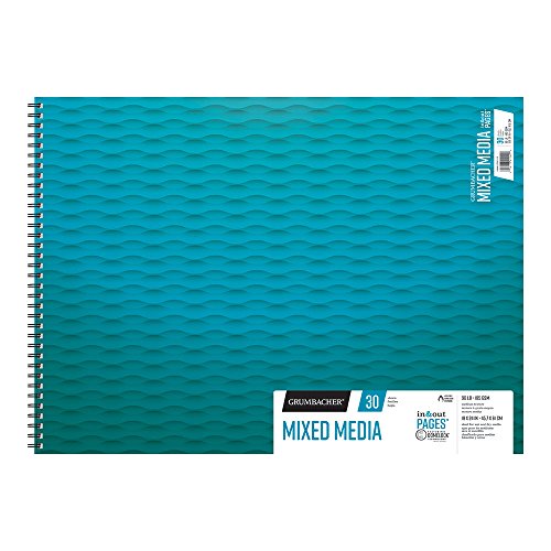 Load image into Gallery viewer, Grumbacher Mixed Media Paper Pad with In and Out Pages, 185 GSM, 18 x 24 inches, Side Wired, 30 White Sheets/Pad, 1 Each, 26460702513
