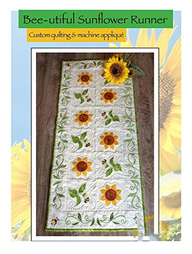 Load image into Gallery viewer, Bee-Utiful Sunflower Runner Machine Embroidery Pattern by Amelie Scott Designs
