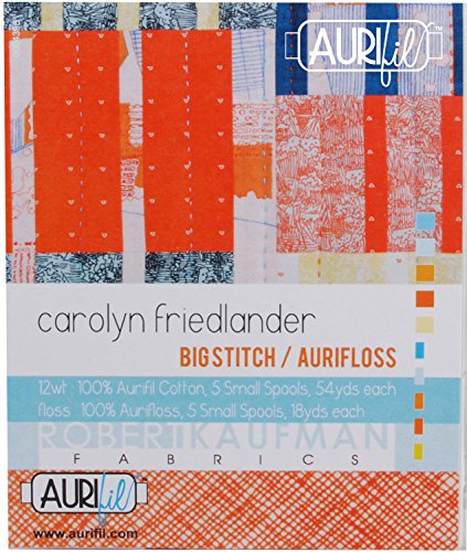 Load image into Gallery viewer, Carolyn Friedlander Big Stitch Aurifloss Aurifil Thread Kit 5 12wt &amp; 5 Aurifloss Small Spools
