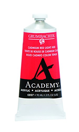 Load image into Gallery viewer, Grumbacher Academy Acrylic Paint, 90ml/3 oz Metal Tube, Cadmium Red Light Hue
