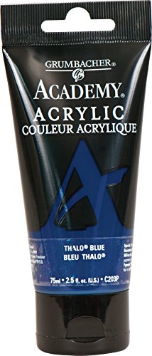 Load image into Gallery viewer, Grumbacher Academy Acrylic Paint, 75ml/2.5 Ounce Plastic Tube, Thalo Blue (C203P)
