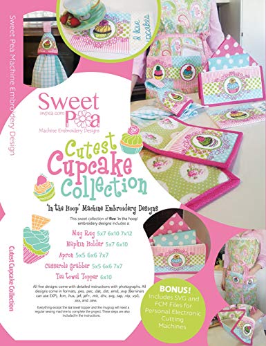 Load image into Gallery viewer, Sweet Pea Machine Embroidery Designs Cutest Cupcake Collection Machine Embroidery Design CD Pattern
