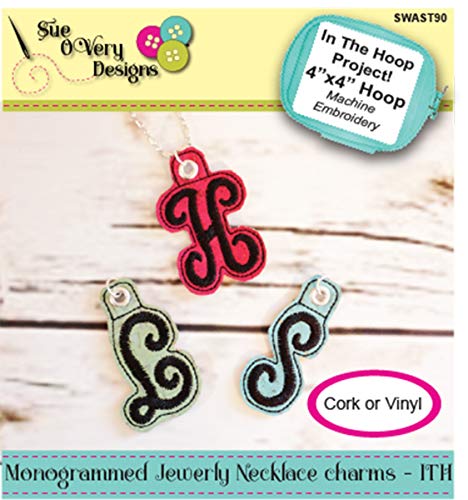 Load image into Gallery viewer, Sue O&#39;Very Designs -Sealed With A Stitch Monogrammed Jewerly Necklace Charms - ITH Pattern
