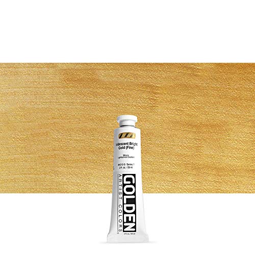 Load image into Gallery viewer, 2 Oz Heavy Body Iridescent Color Acrylic Paint Color: Bright Gold (Fine)
