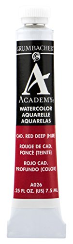 Load image into Gallery viewer, Grumbacher Academy Watercolor Paint, 7.5ml/0.25 Ounce, Cadmium Red Deep Hue (A026)
