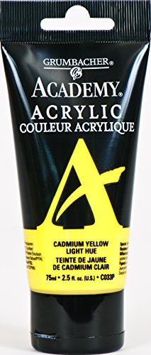 Grumbacher Academy Acrylic Paint, 75ml/2.5 Ounce Plastic Tube, Cadmium Yellow Light Hue (C033P)