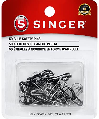 Load image into Gallery viewer, SINGER Bulb Safety Pins, Silver, Black 50 Piece
