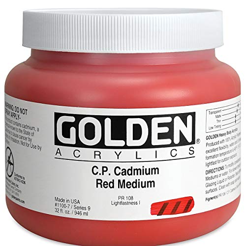 Golden Artist Acrylic, 32 Ounce jar, Cadmium Red Medium (1100-7)