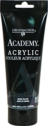 Grumbacher Academy Acrylic Paint, 200ml/6.8 oz. Plastic Tube, Mars Black (C134P200)