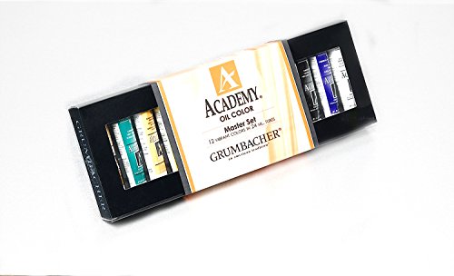 Grumbacher Academy Oil Paint Set, 24ml/0.81 oz. Tubes, 12-Color Set (AOS1224)