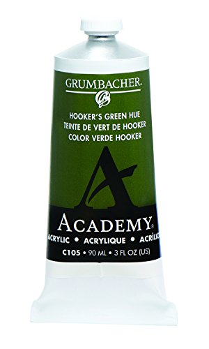 Grumbacher Academy Acrylic Paint, 90ml/3 oz Metal Tube, Hooker's Green Hue