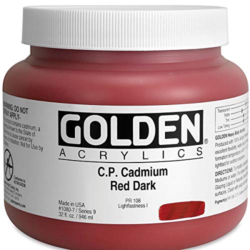 Load image into Gallery viewer, Golden Heavy Body Acrylic - C.P. Cadmium Red Dark 32oz jar
