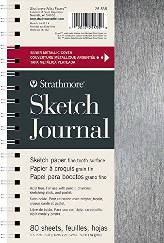 Load image into Gallery viewer, Strathmore STR-025-535 Sketch Journal 80 Sheets, 5.5&quot; x 8.5&quot;, Metallic Silver
