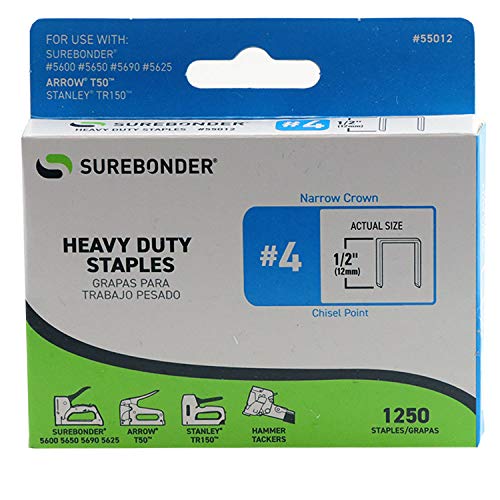 Load image into Gallery viewer, Surebonder 55012 Heavy Duty 1/2-Inch Length Staples, Arrow T50 Type, 1250 Count
