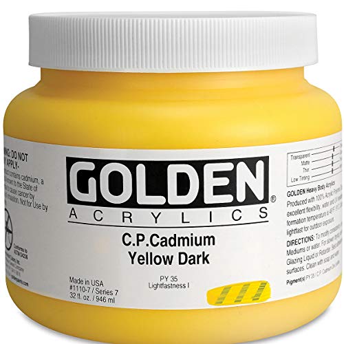 Load image into Gallery viewer, Golden Heavy Body Acrylic - C.P. Cadmium Yellow Dark 32oz jar
