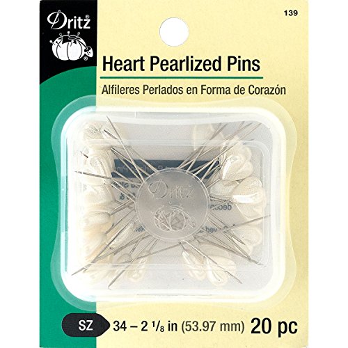 Load image into Gallery viewer, Dritz 139 Pearlized Pins, Heart, 2-1/8-Inch (20-Count) , White
