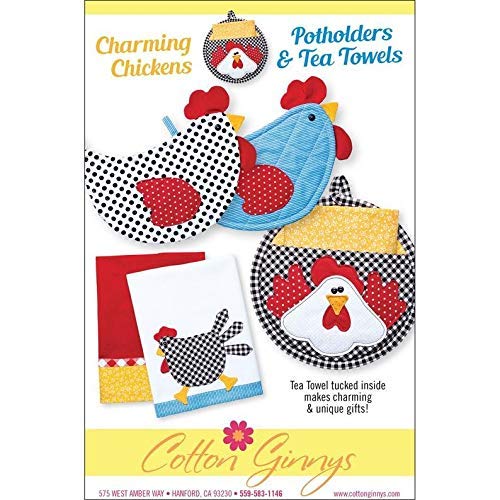 Load image into Gallery viewer, Charming Chickens Potholders &amp; Tea Towels - Pattern - CGCT176-636436001764
