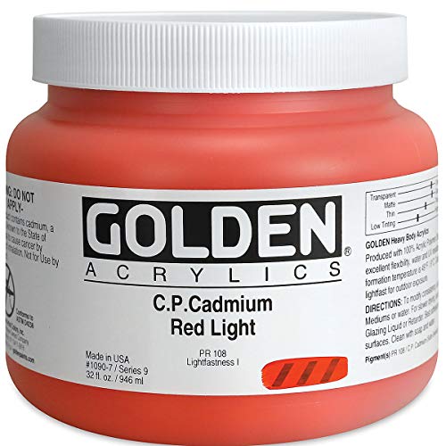 Load image into Gallery viewer, Golden Heavy Body Acrylic - C.P. Cadmium Red Light 32oz jar
