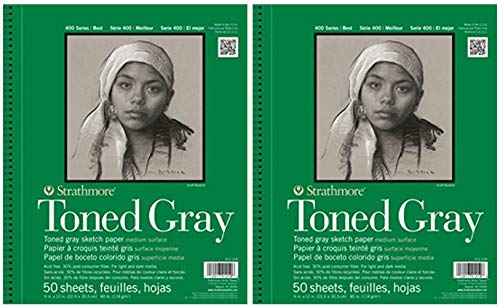 Load image into Gallery viewer, 2-Pack - Strathmore 412-109 400 Series Toned Gray Sketch Pad, 9&quot;x12&quot; Wire Bound, 50 Sheets Each
