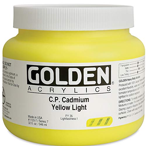 Load image into Gallery viewer, Golden Heavy Body Acrylic - C.P. Cadmium Yellow Light 32oz jar
