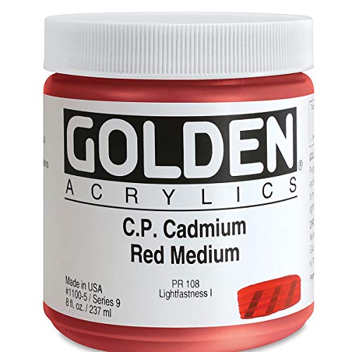 Load image into Gallery viewer, 8 Oz Heavy Acrylic Body Color Paint Color: Cadmium Red Medium
