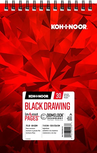 Koh-I-Noor Black Drawing Paper Pad with In and Out Pages, 70lb, 104 GSM, 7 x 10
