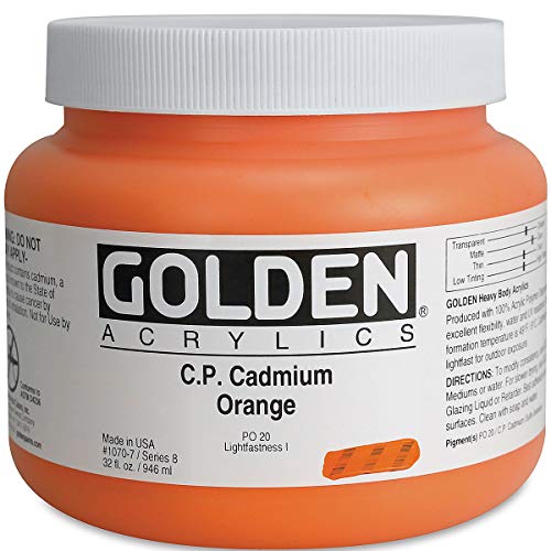 Golden Heavy Body Acrylic - 32 oz Jar - Cadmium Orange