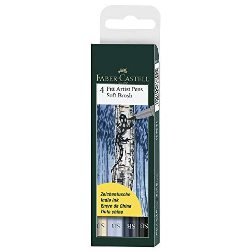 Faber-Castell 4 x Pitt Artist Pens (Soft Brush) Shades of Grey