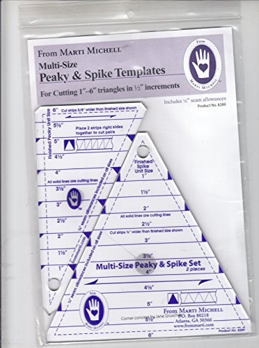 Multi-Size Peaky and Spike Templates From Marti Michell: for Cutting 1-Inch to 6-Inch Triangles in Half-Inch Increments