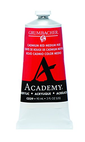 Load image into Gallery viewer, Grumbacher Academy Acrylic Paint, 90ml/3 oz Metal Tube, Cadmium Red Medium Hue
