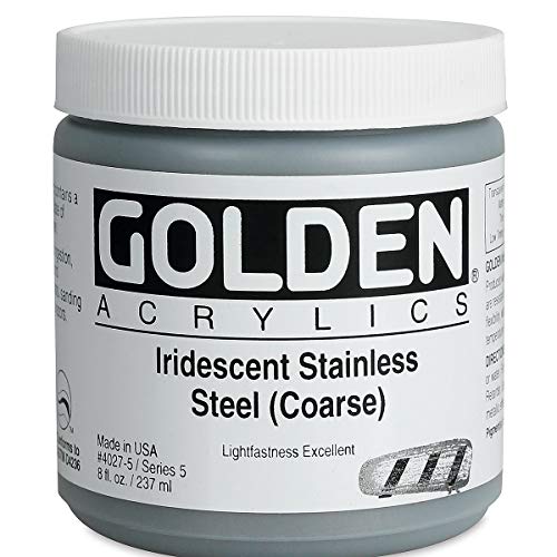 Load image into Gallery viewer, Golden Heavy Body Iridescent Acrylics - Iridescent Stainless Steel Coarse 8oz jar
